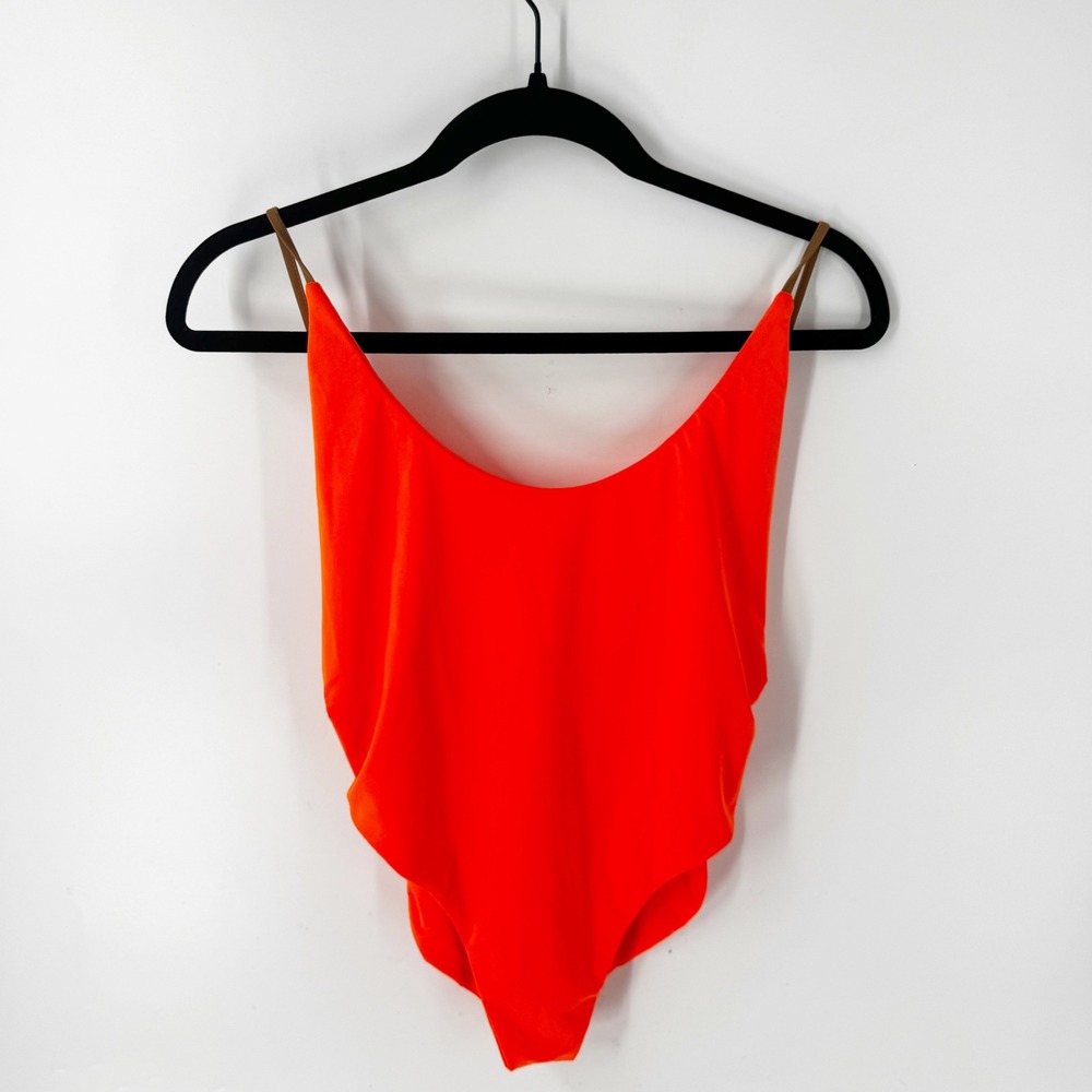 JLUXLABEL Neon Orange Low Back BATHING SUIT TJL10195HD Womens Large NEW